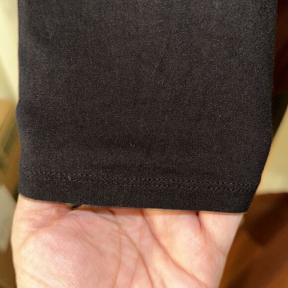 Ann Taylor L Black Winter Green White Crewneck Quarter Sleeve Cotton Blend Top - Picture 6 of 12